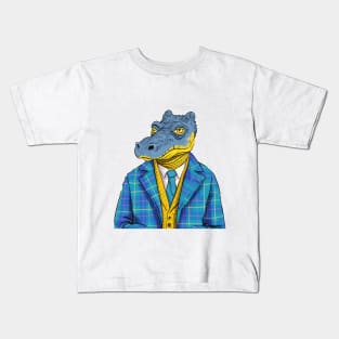 Cartoon crocodile in formal  suit Kids T-Shirt